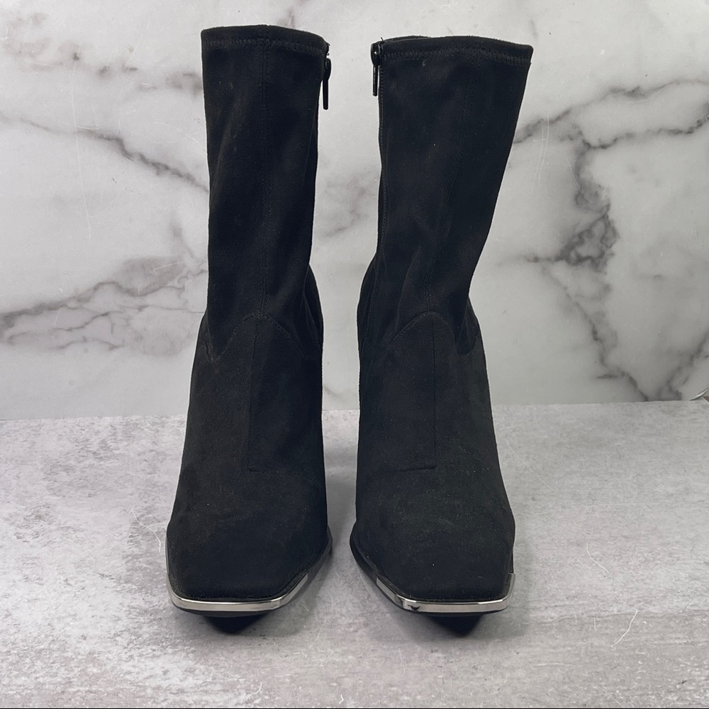 ASOS Black Faux Suede Stretch Boot Size 10